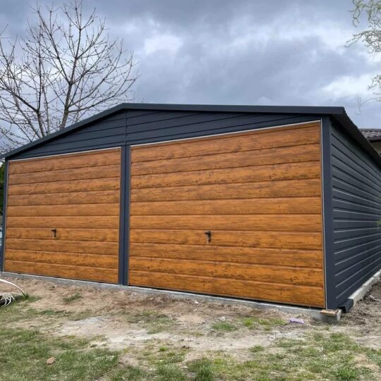 Garaż Premium  6x5 grafit / złoty dąb