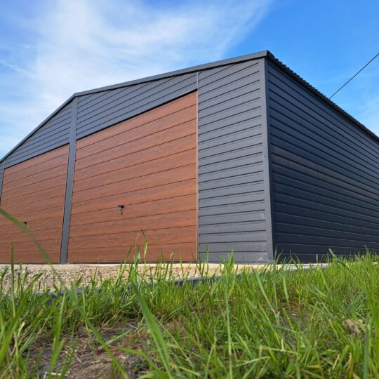 Garaż Premium  9x6 grafit  / orzech