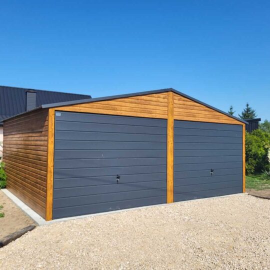 Garaż Premium  6x5 złoty dąb / grafit